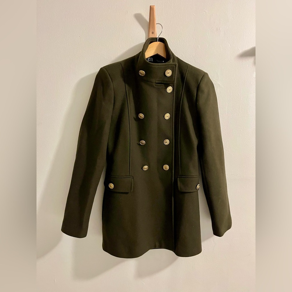 Zara wool blend military jacket Size M